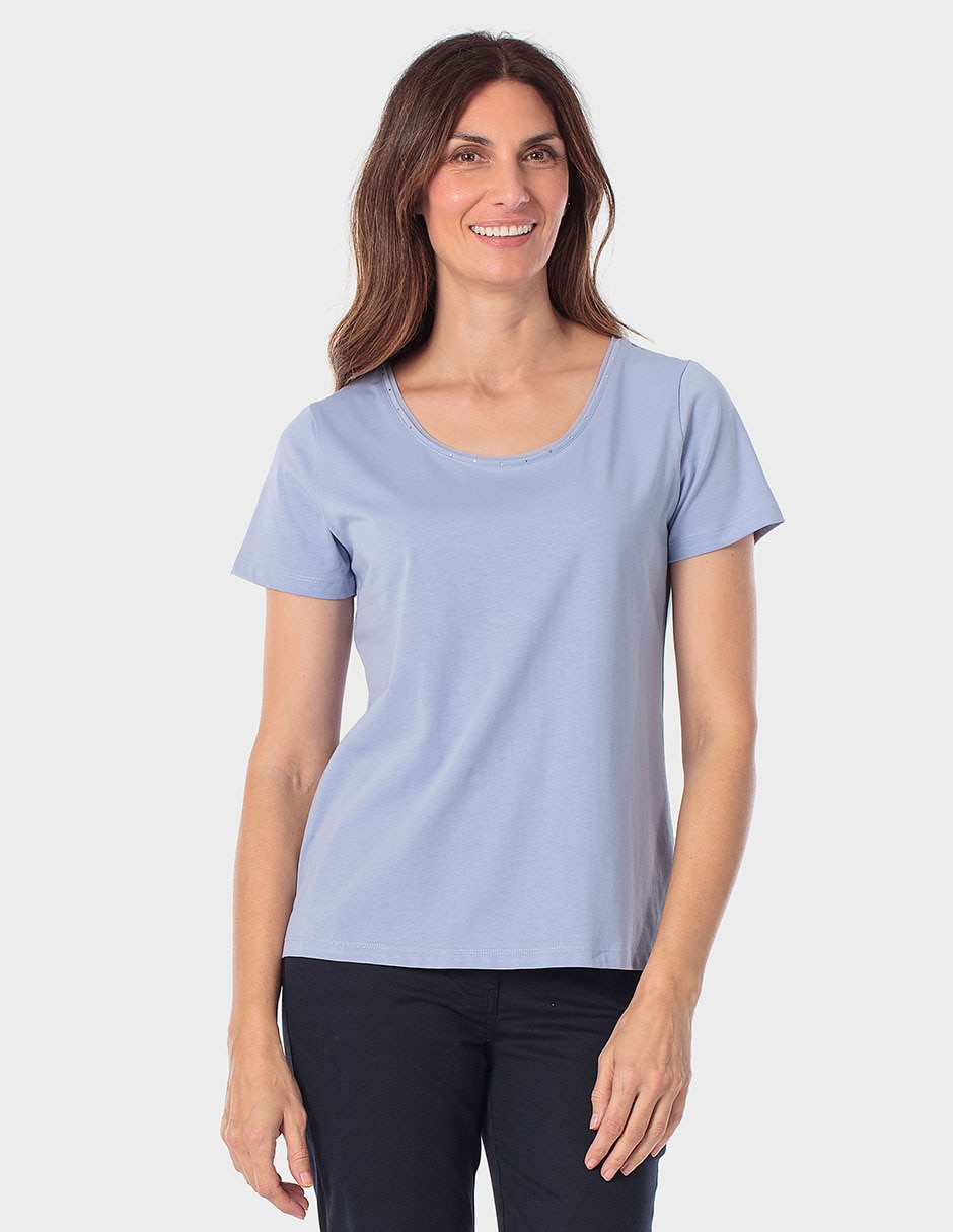 Playera manga corta cuello redondo para mujer
