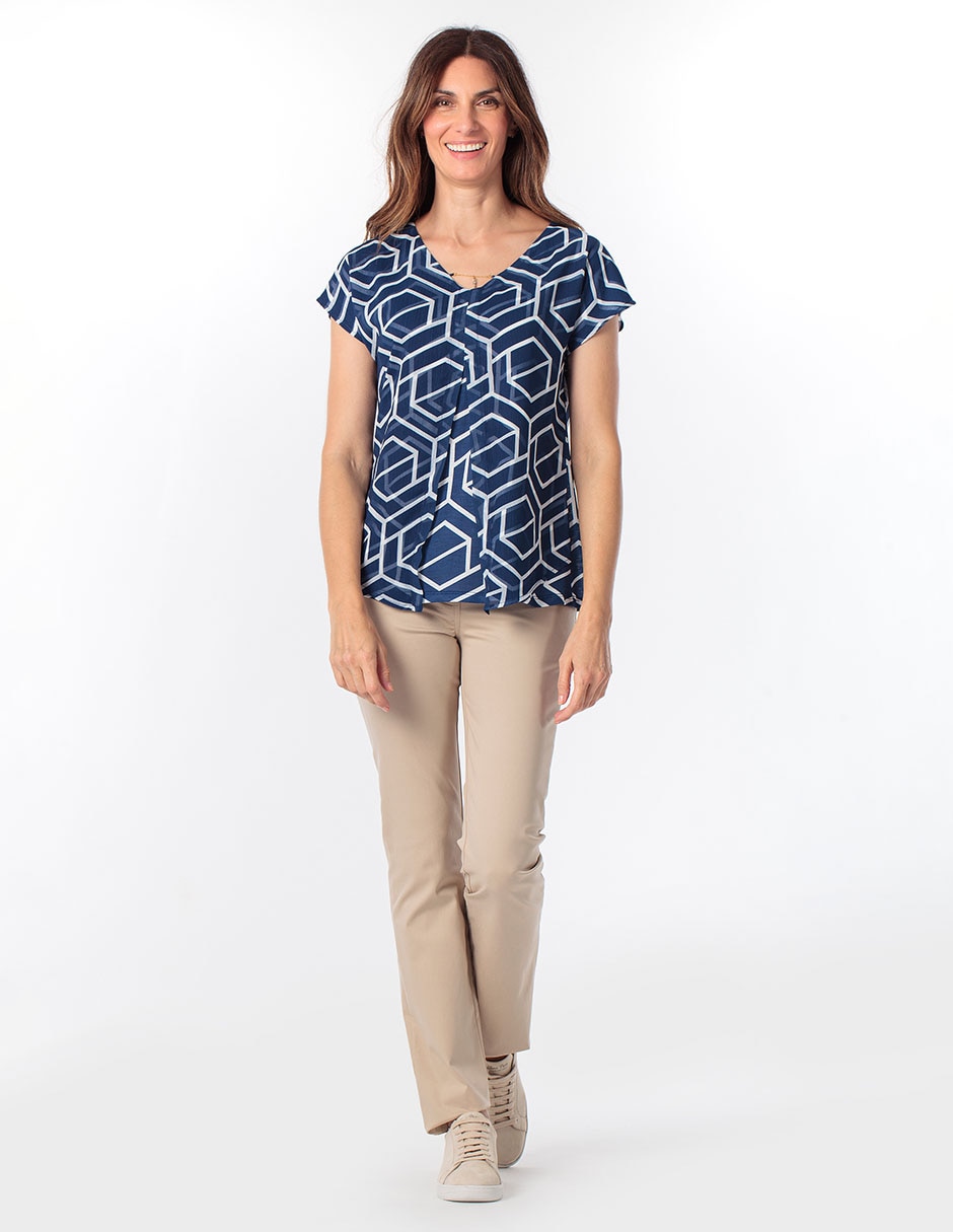 Blusa manga corta cuello V para mujer 3