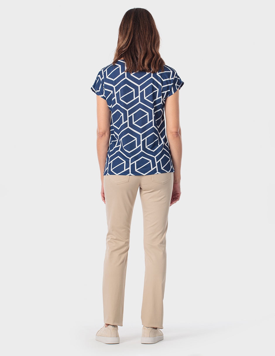 Blusa manga corta cuello V para mujer 4