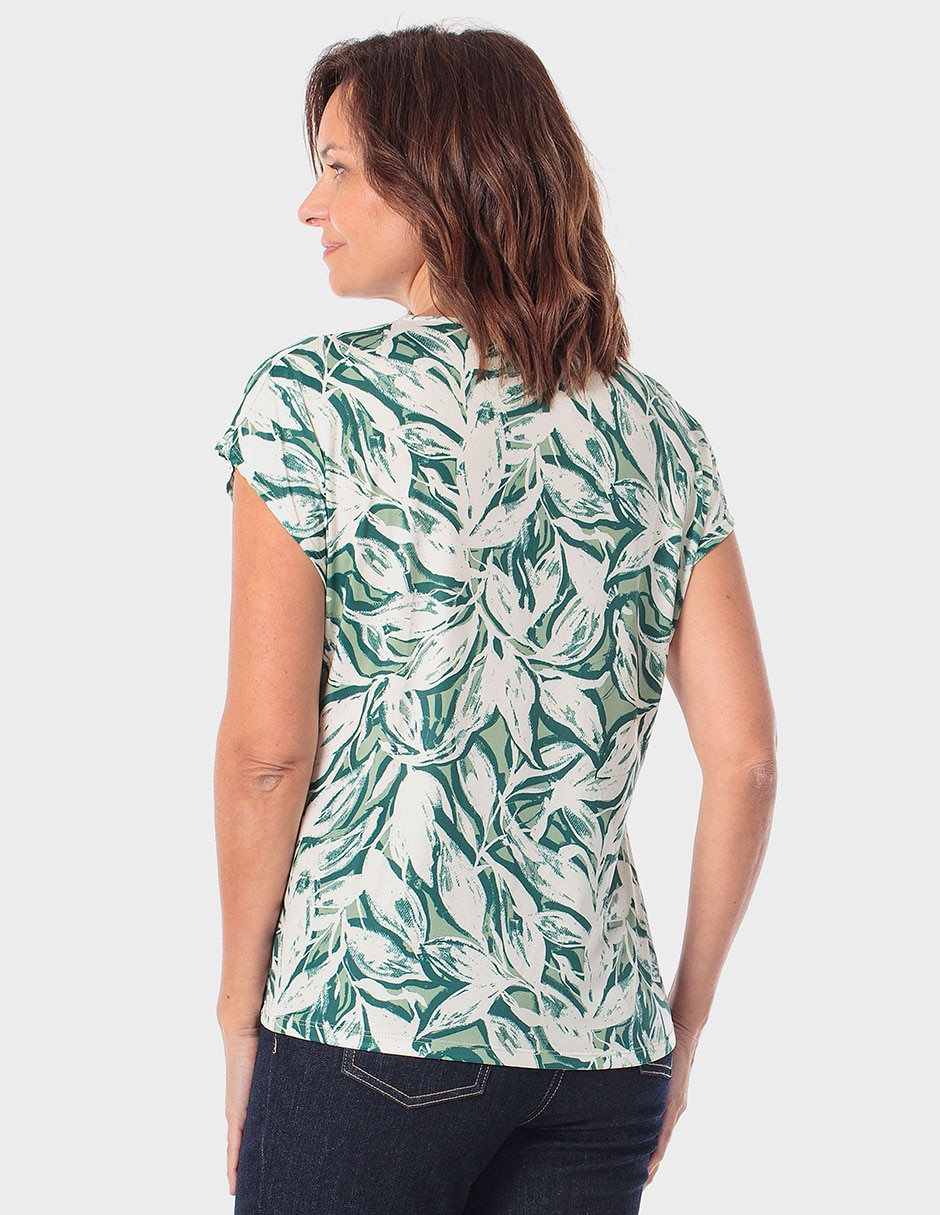 Blusa manga corta cuello V para mujer 2