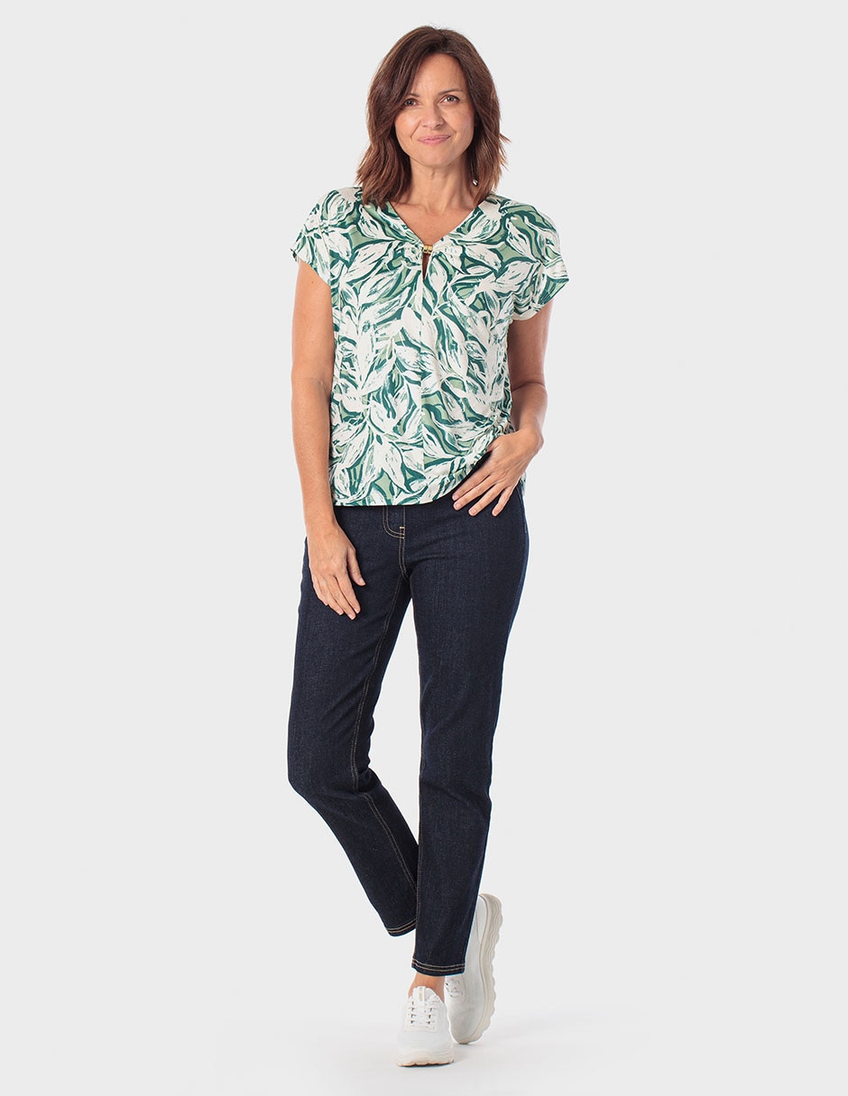 Blusa manga corta cuello V para mujer 3