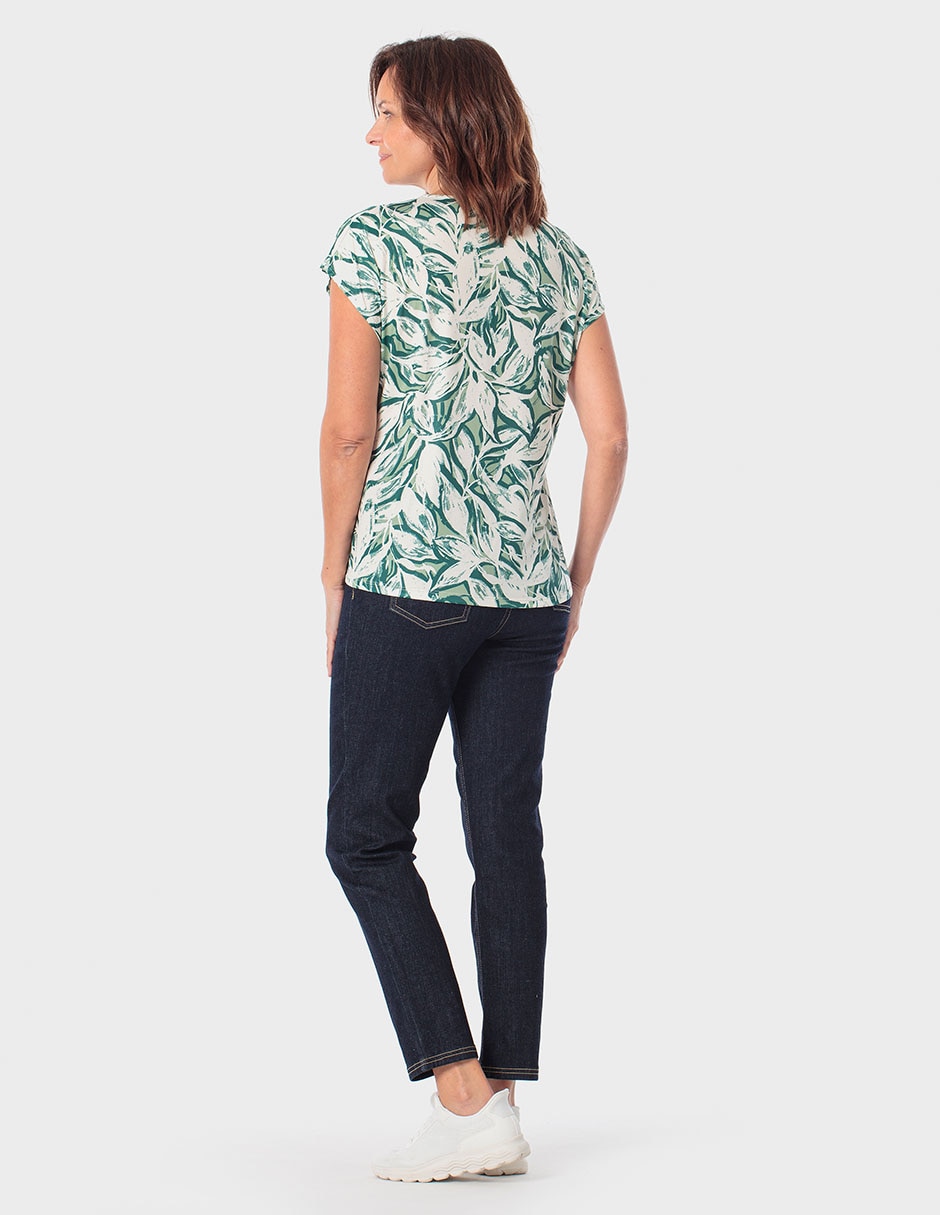 Blusa manga corta cuello V para mujer 4