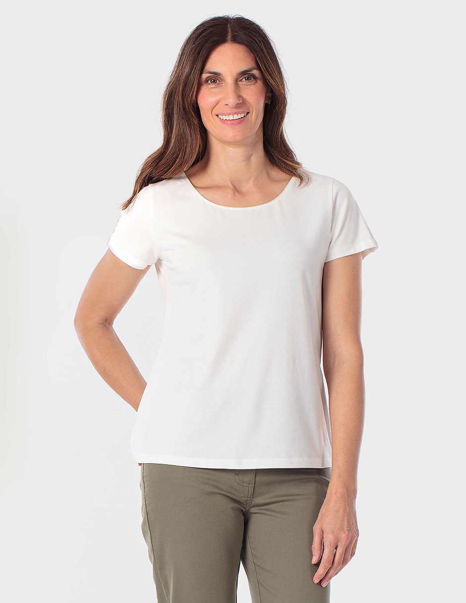 Playera manga corta cuello redondo para mujer
