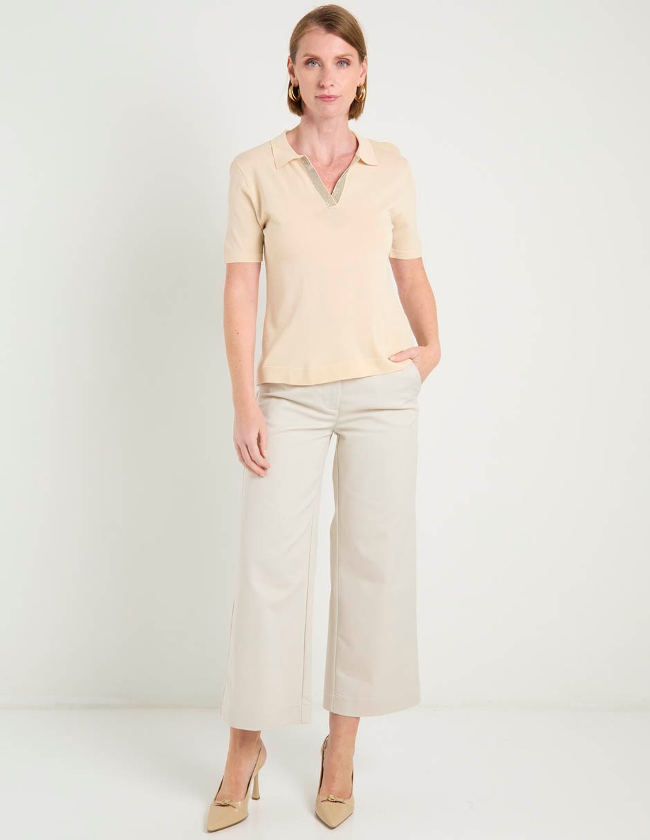 Suéter Punt Roma cuello polo para mujer