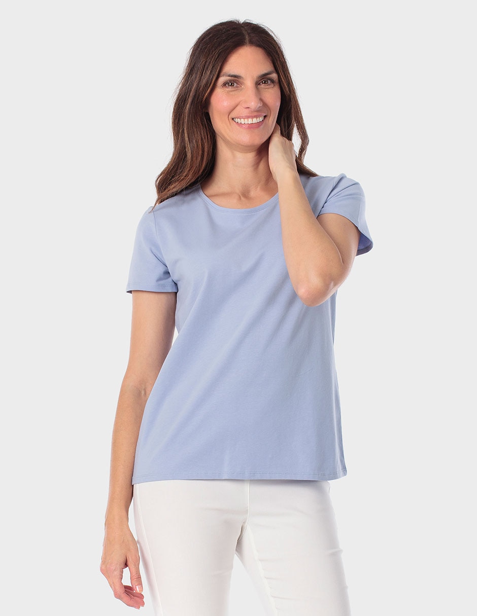 Playera manga corta cuello redondo para mujer