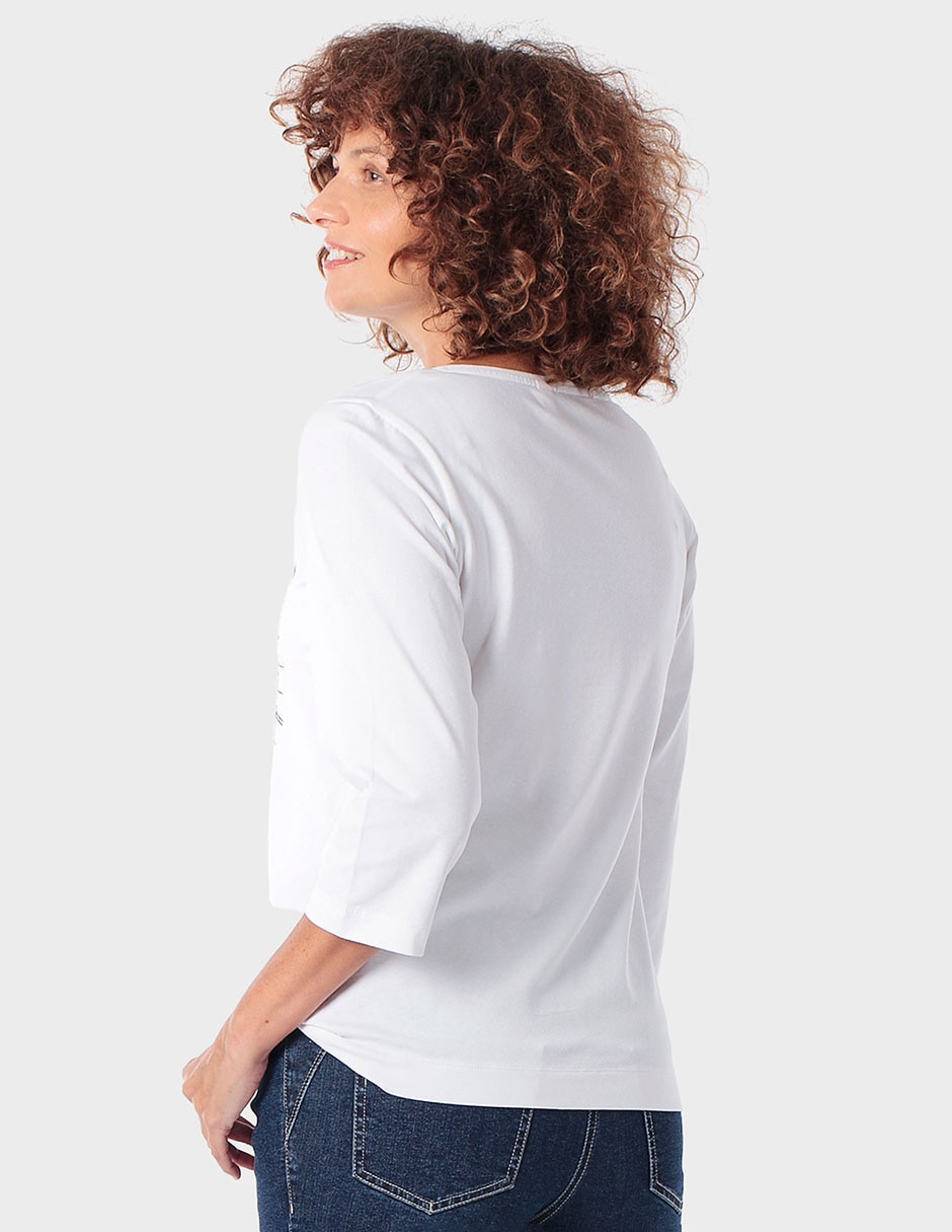 Playera manga 3/4 cuello redondo para mujer 2
