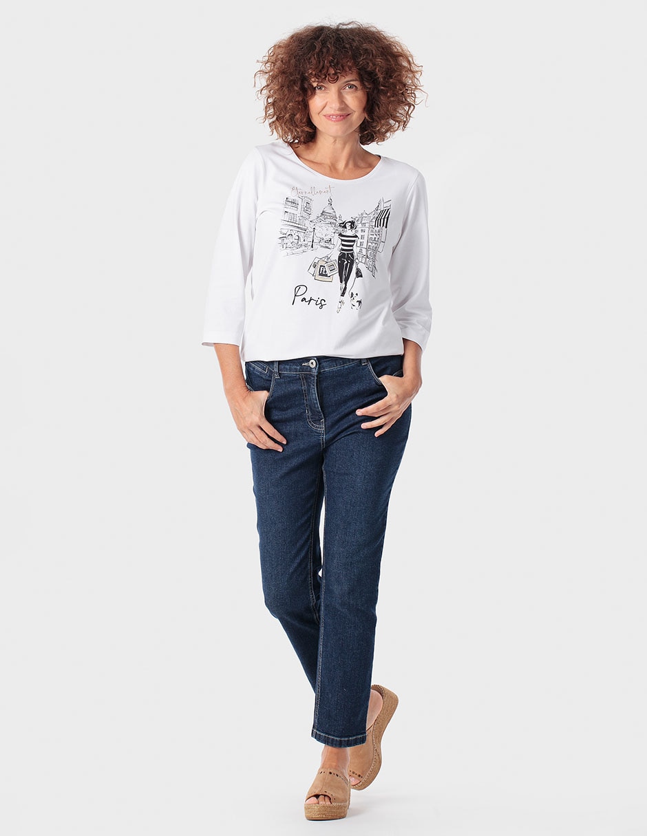 Playera manga 3/4 cuello redondo para mujer 3