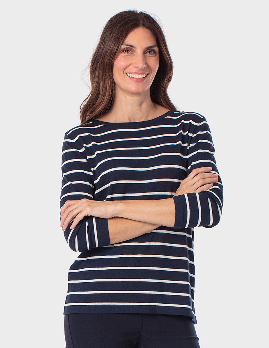 Playera manga 3/4 cuello redondo para mujer