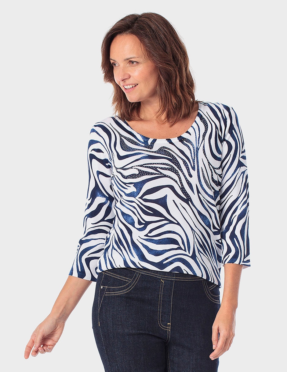 Playera manga 3/4 cuello redondo para mujer