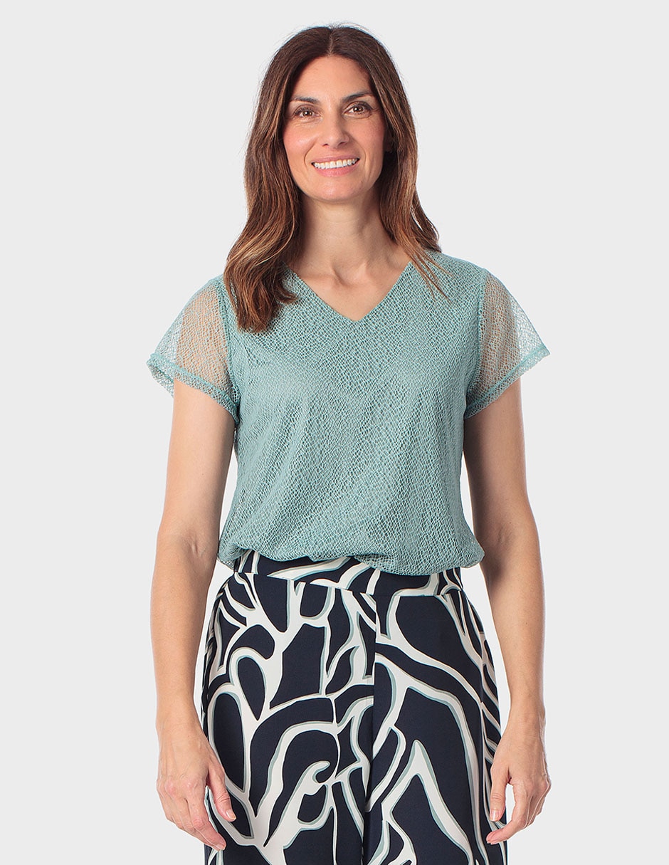 Playera manga corta cuello redondo para mujer