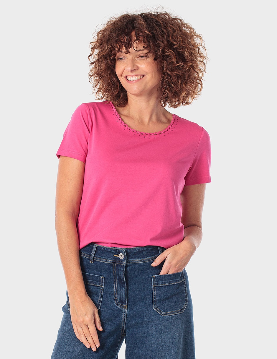 Playera manga corta cuello redondo para mujer Playera manga corta cuello redondo para mujer