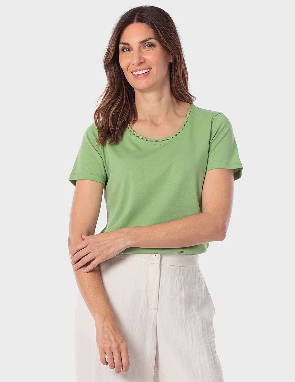 Playera manga corta cuello redondo para mujer Playera manga corta cuello redondo para mujer