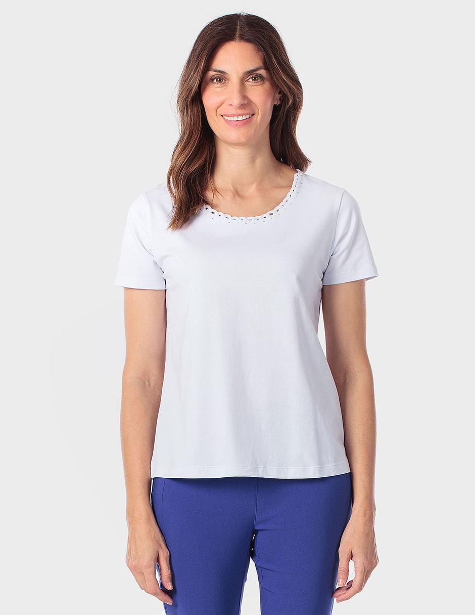 Playera manga corta cuello redondo para mujer