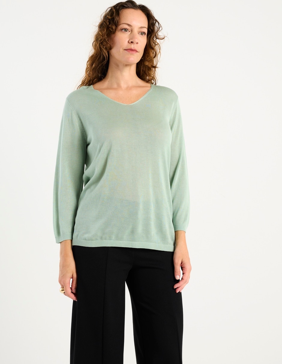 Suéter cuello V para mujer
