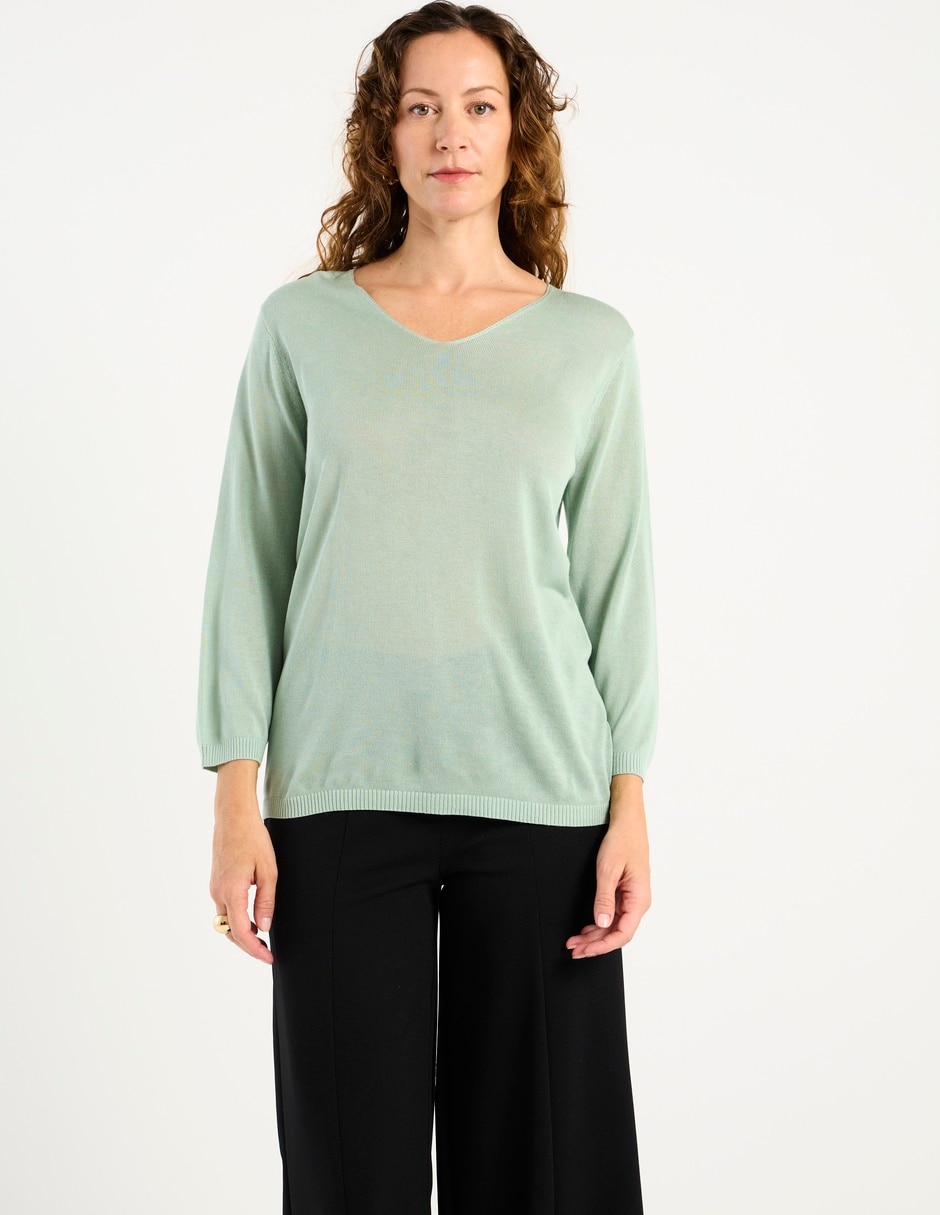 Suéter cuello V para mujer 12