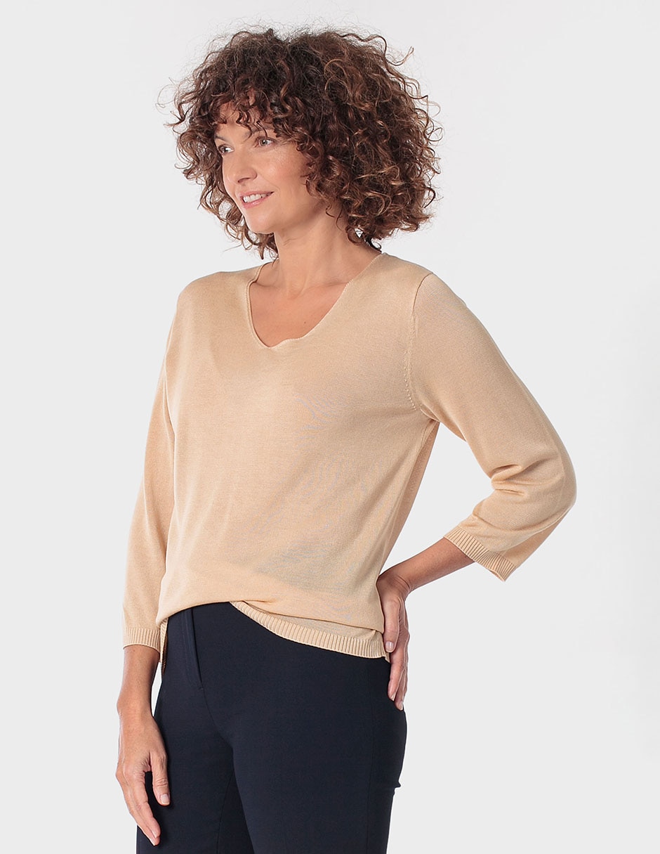 Suéter cuello V para mujer