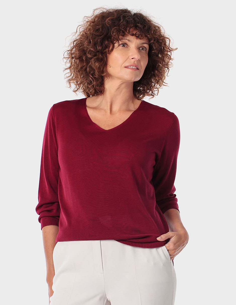 Suéter cuello V para mujer