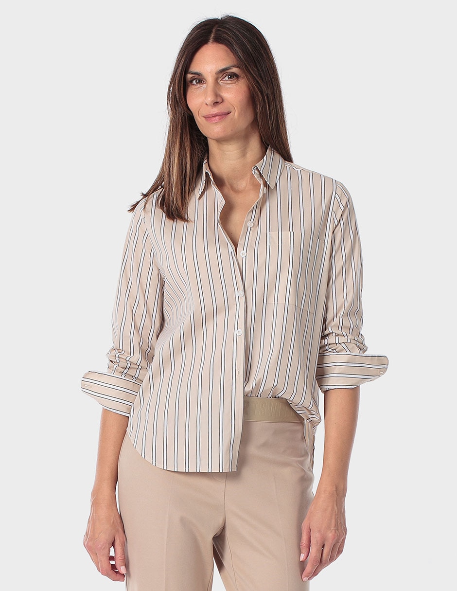 Blusa camisera manga larga para mujer