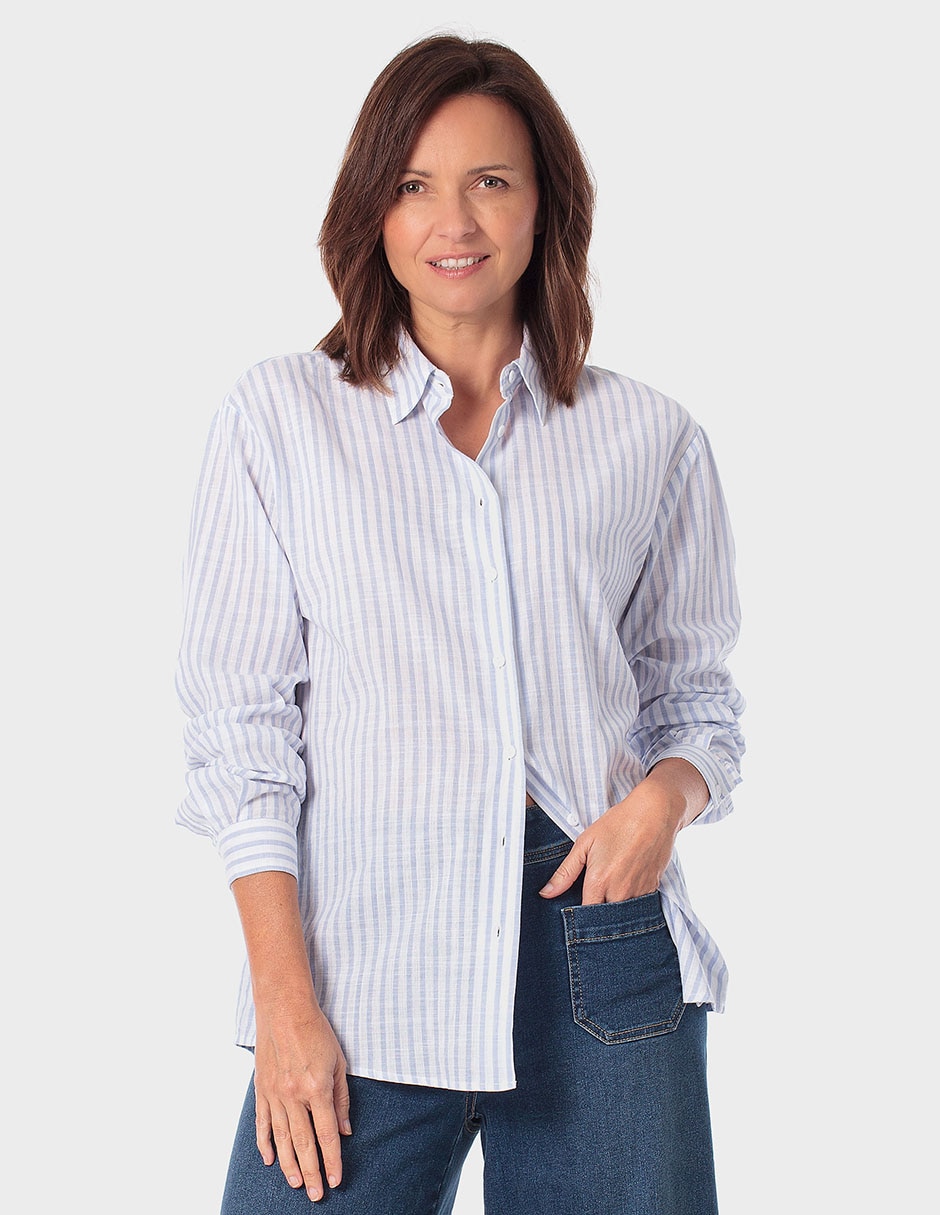 Blusa camisera manga larga para mujer