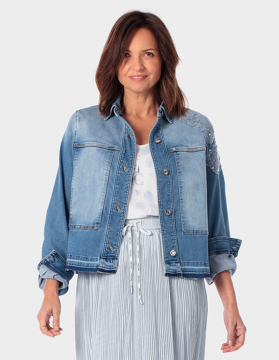 Chamarra denim de mezclilla para mujer