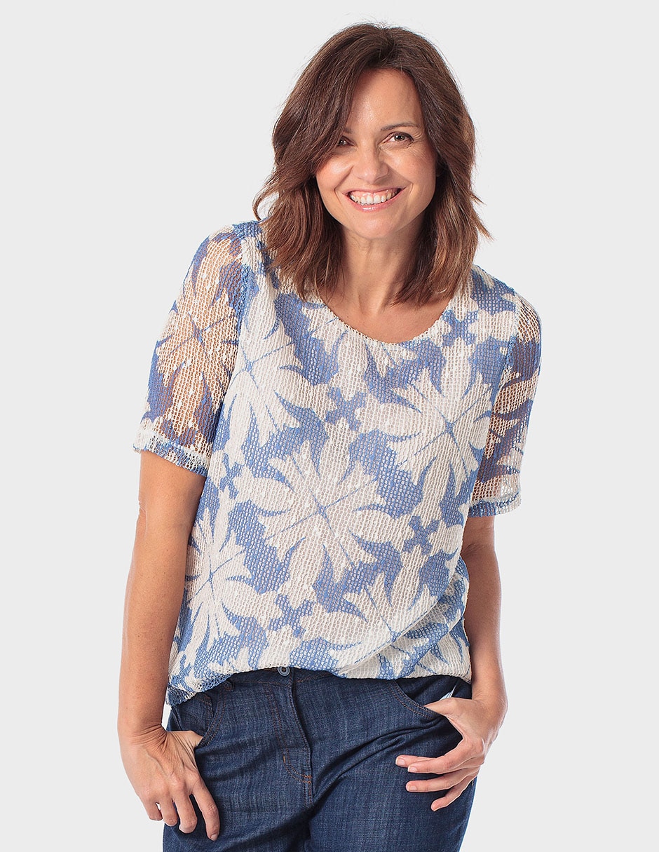 Playera manga corta cuello redondo para mujer