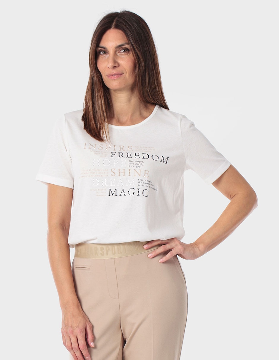 Playera manga corta cuello redondo para mujer