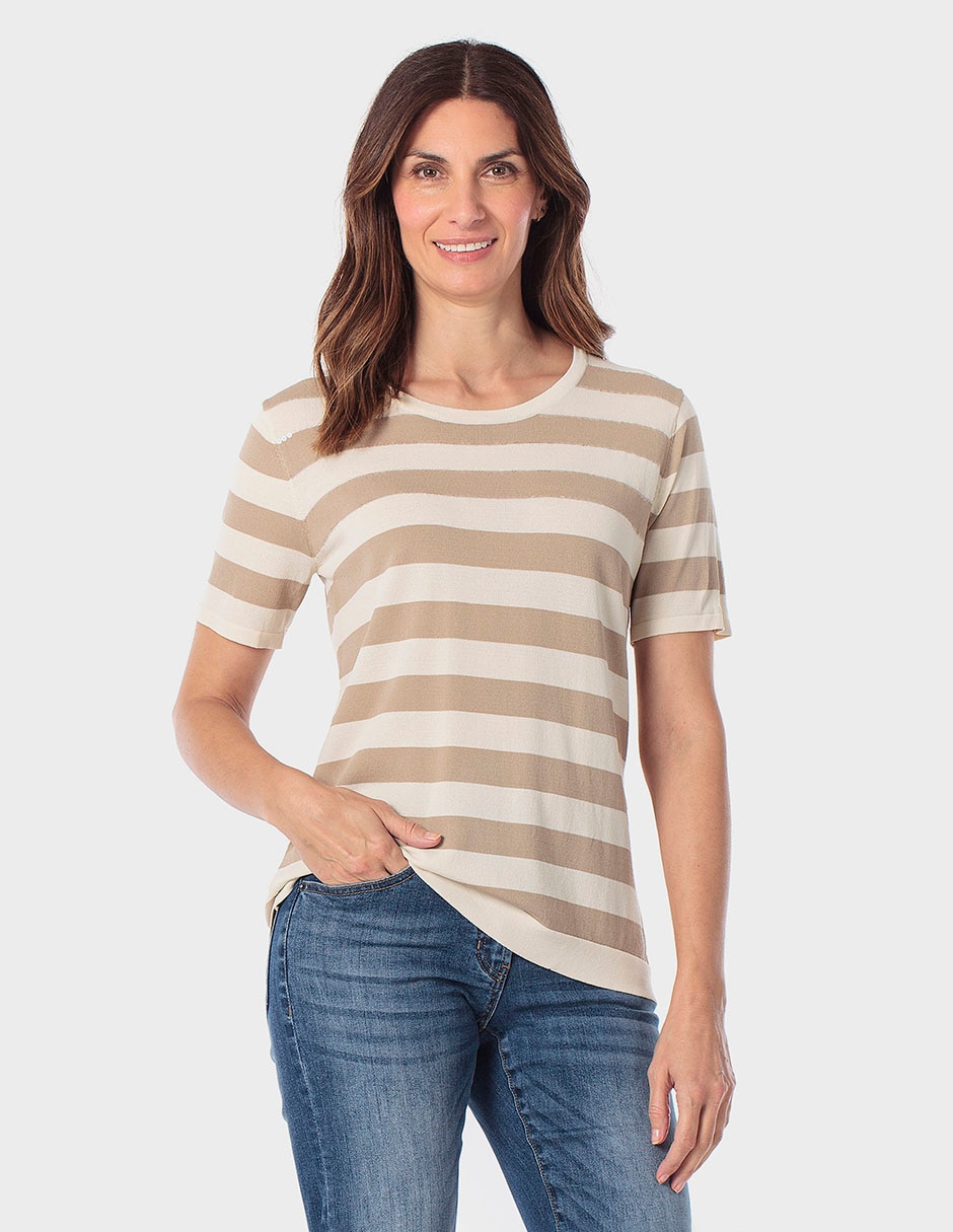 Playera manga corta cuello redondo para mujer