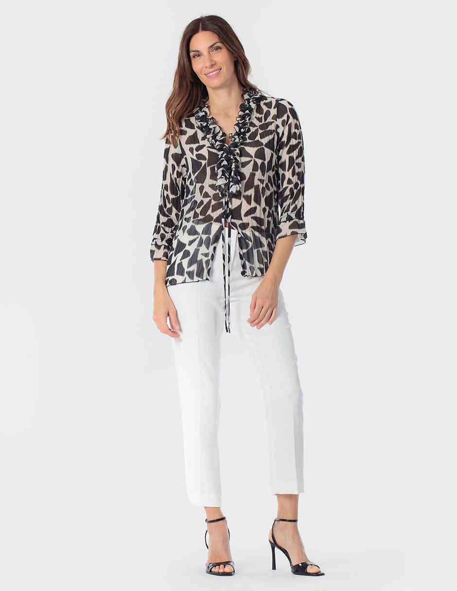 Blusa plisada manga 3/4 para mujer 3