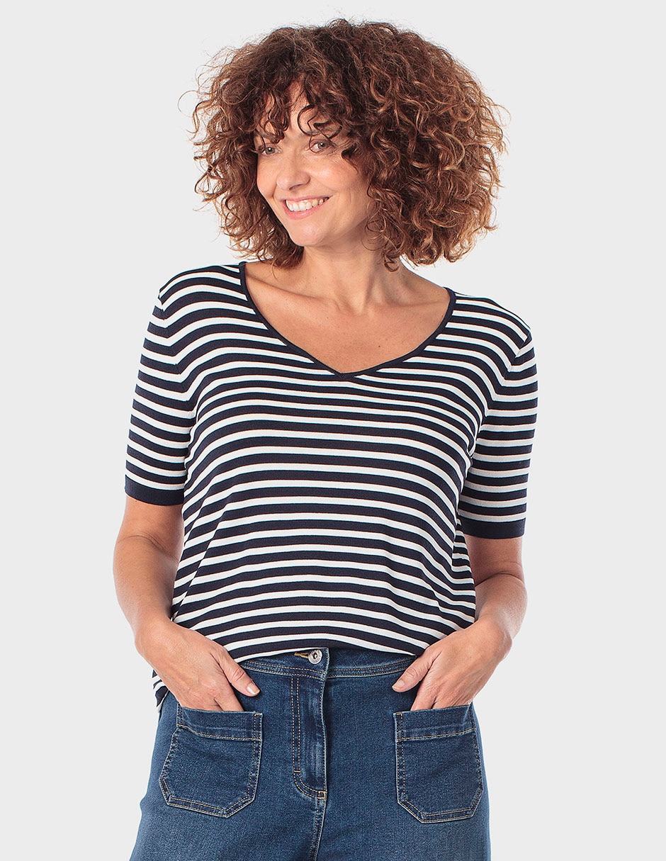 Suéter cuello V para mujer