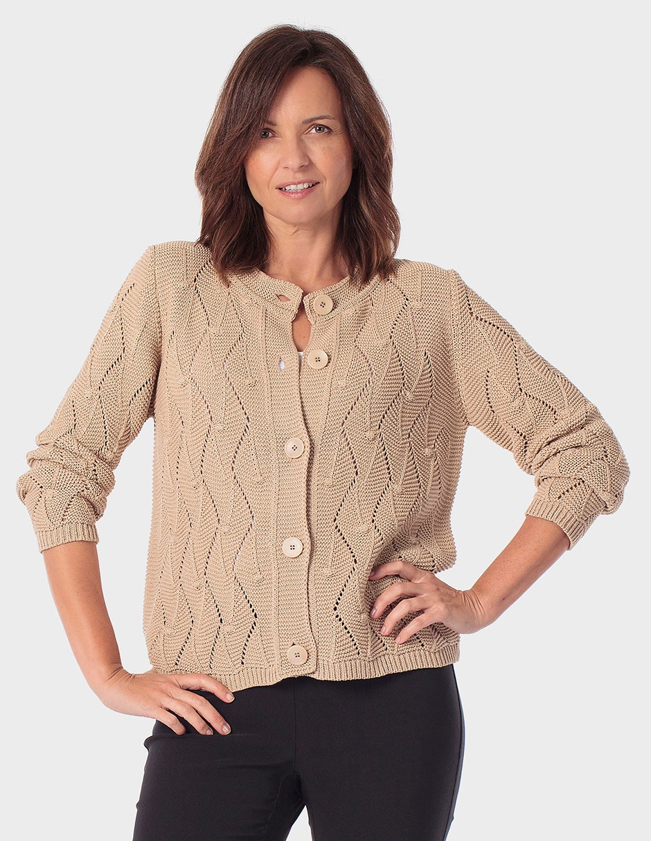 Suéter cuello con botón para mujer