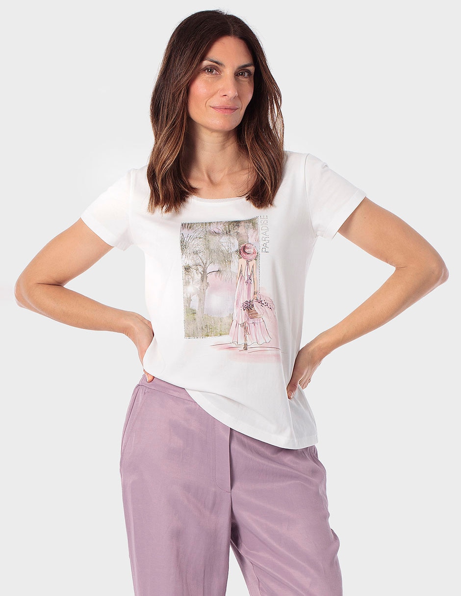 Playera manga corta cuello redondo para mujer