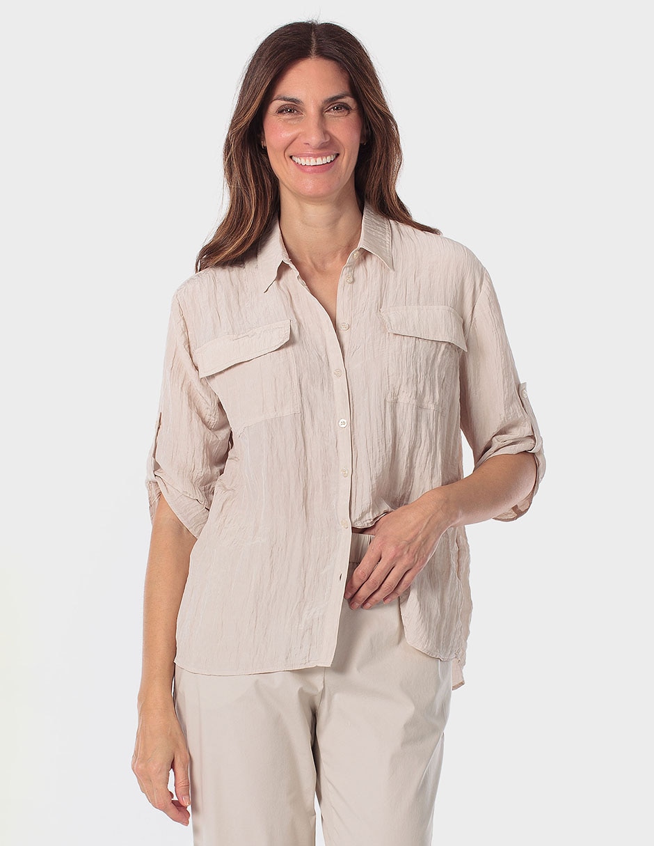 Blusa camisera manga 3/4 para mujer