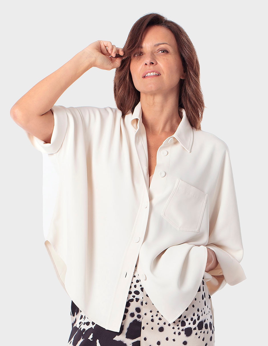 Blusa camisera manga 3/4 para mujer