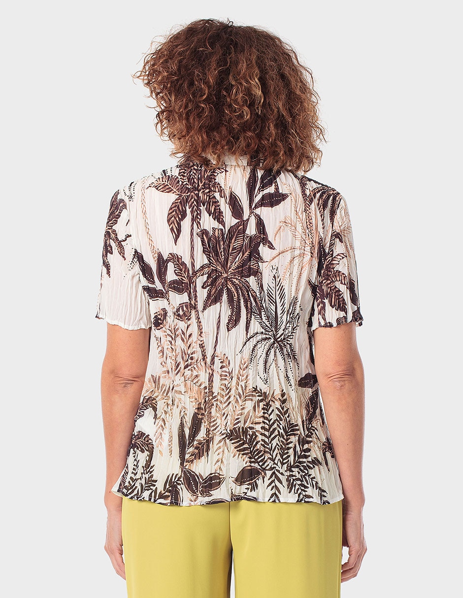 Blusa plisada manga corta para mujer 2