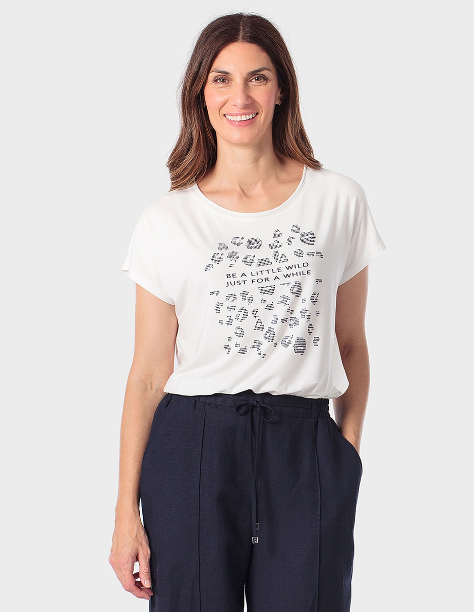 Playera manga corta cuello redondo para mujer