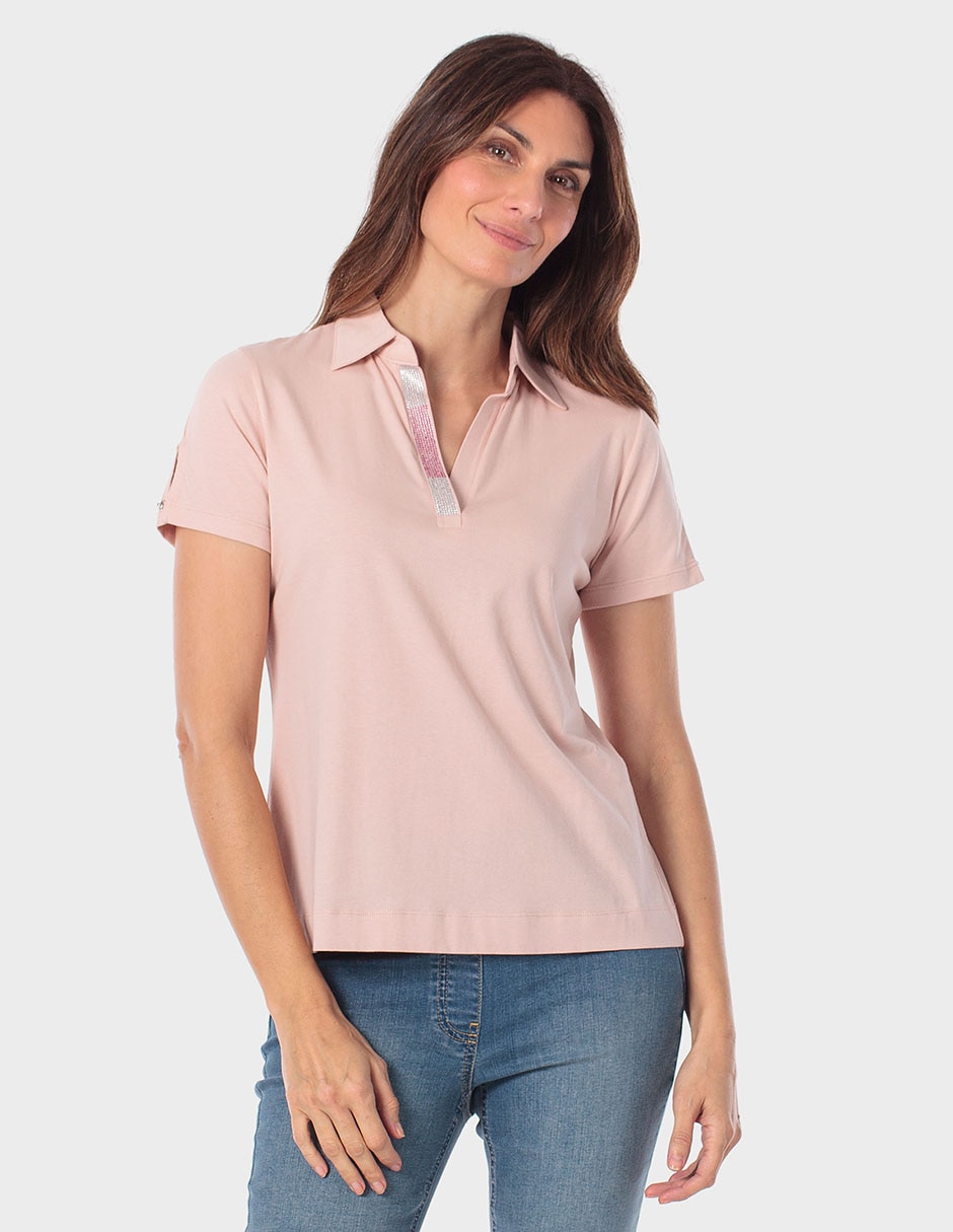 Playera manga corta cuello polo para mujer Playera manga corta cuello polo para mujer