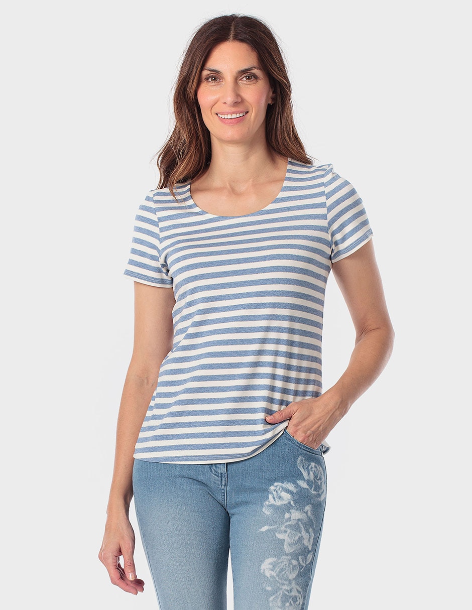 Playera manga corta cuello redondo para mujer