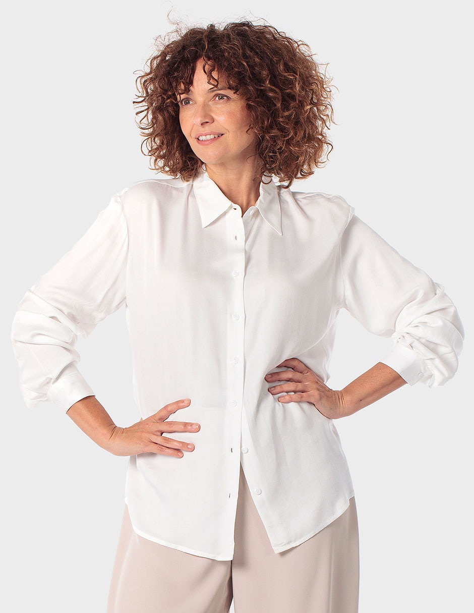 Blusa camisera manga larga para mujer