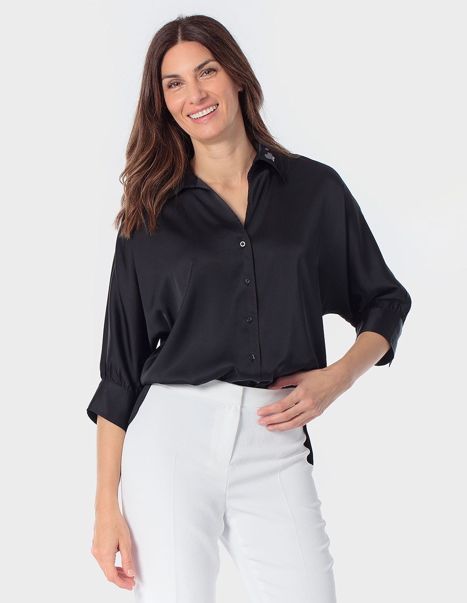 Blusa camisera manga 3/4 para mujer