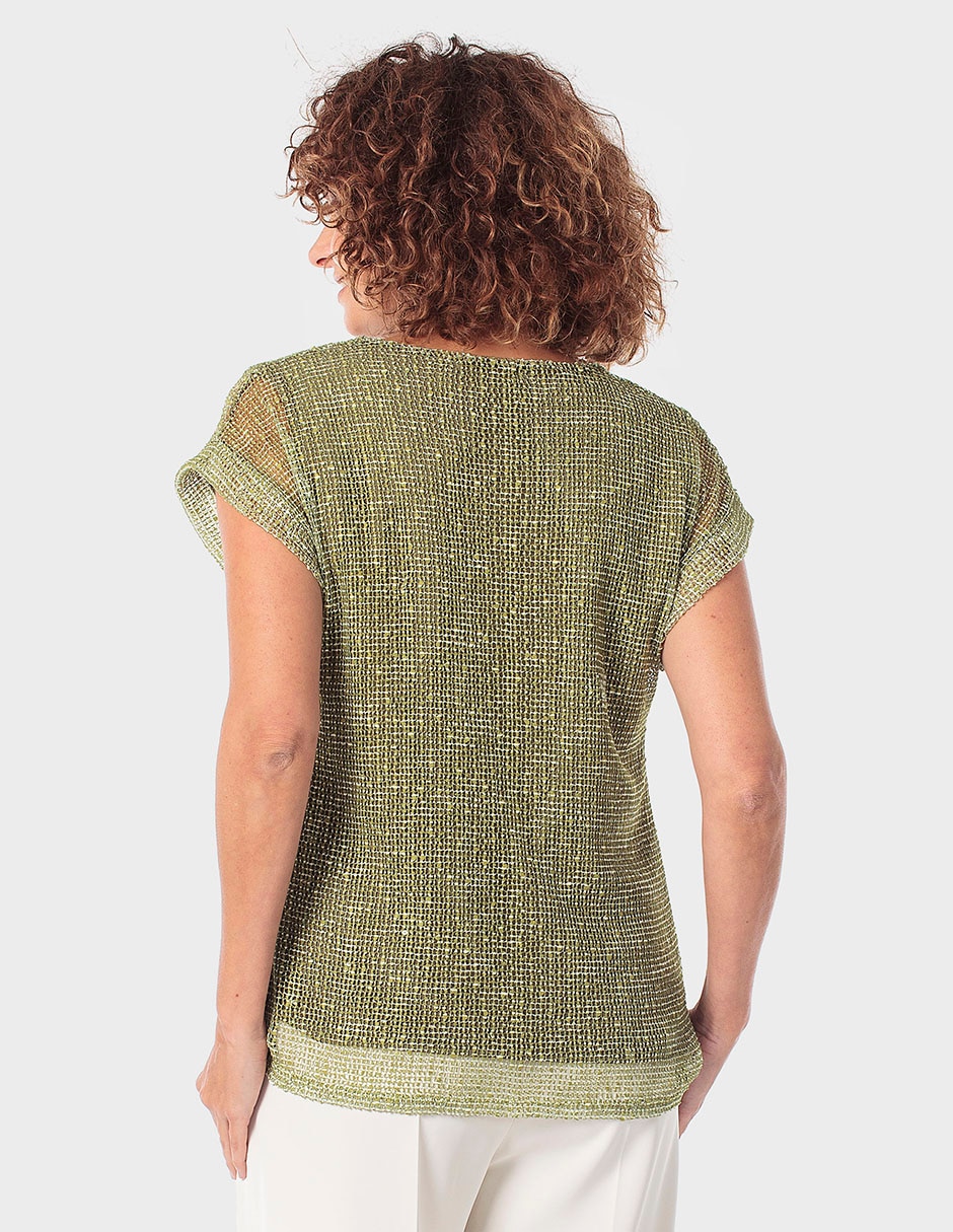 Playera manga corta cuello V para mujer 4