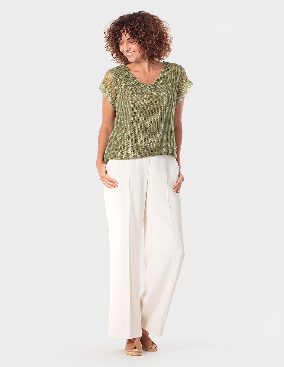 Playera manga corta cuello V para mujer 5