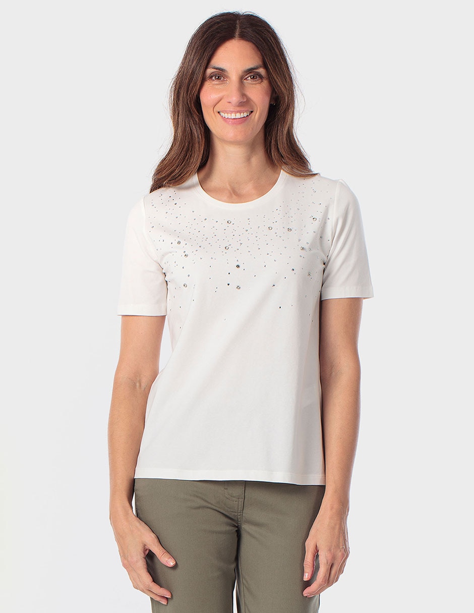 Playera manga corta cuello redondo para mujer
