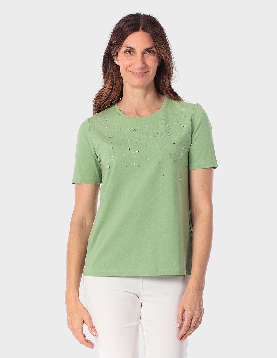 Playera manga corta cuello redondo para mujer