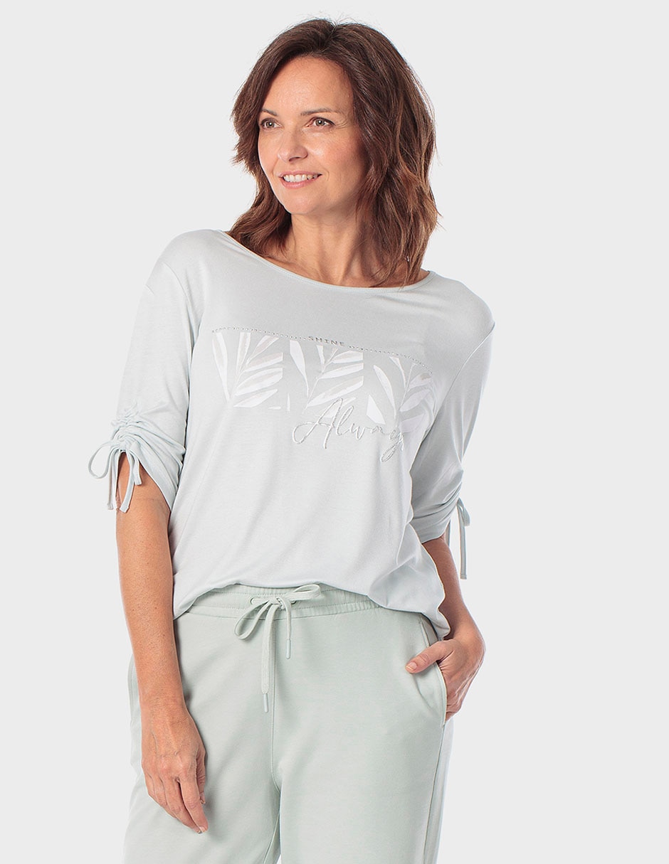 Playera manga 3/4 cuello redondo para mujer