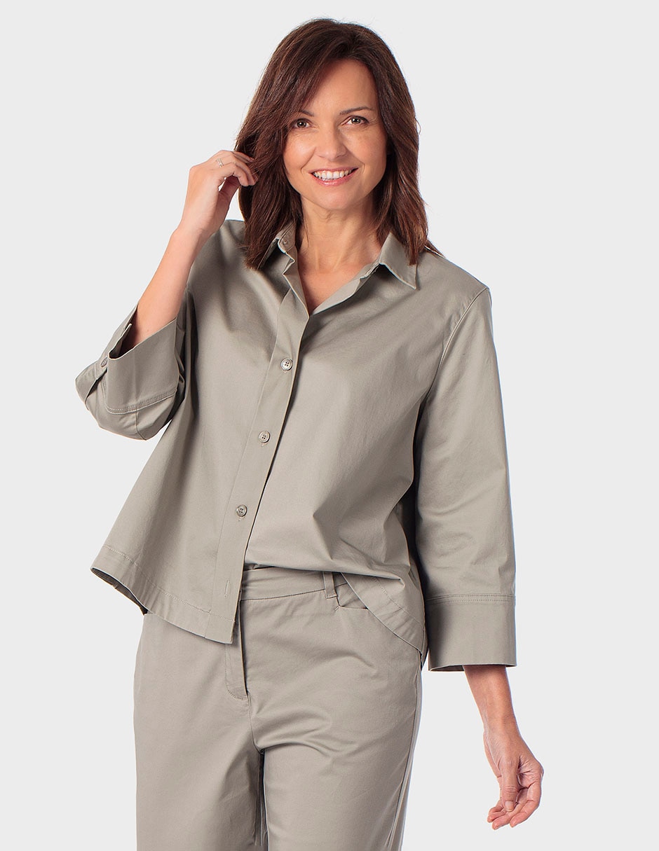 Blusa camisera manga 3/4 para mujer