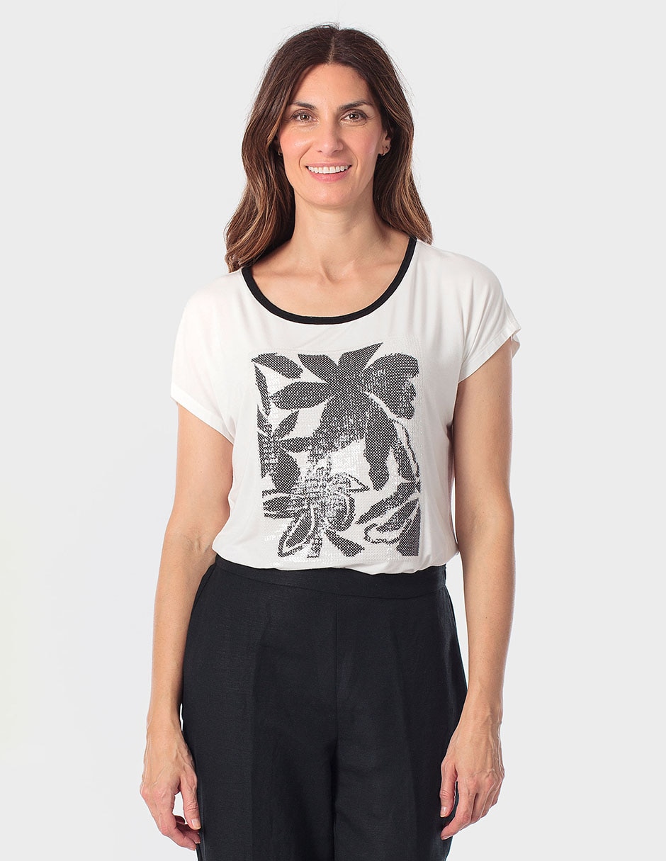 Playera manga corta cuello redondo para mujer