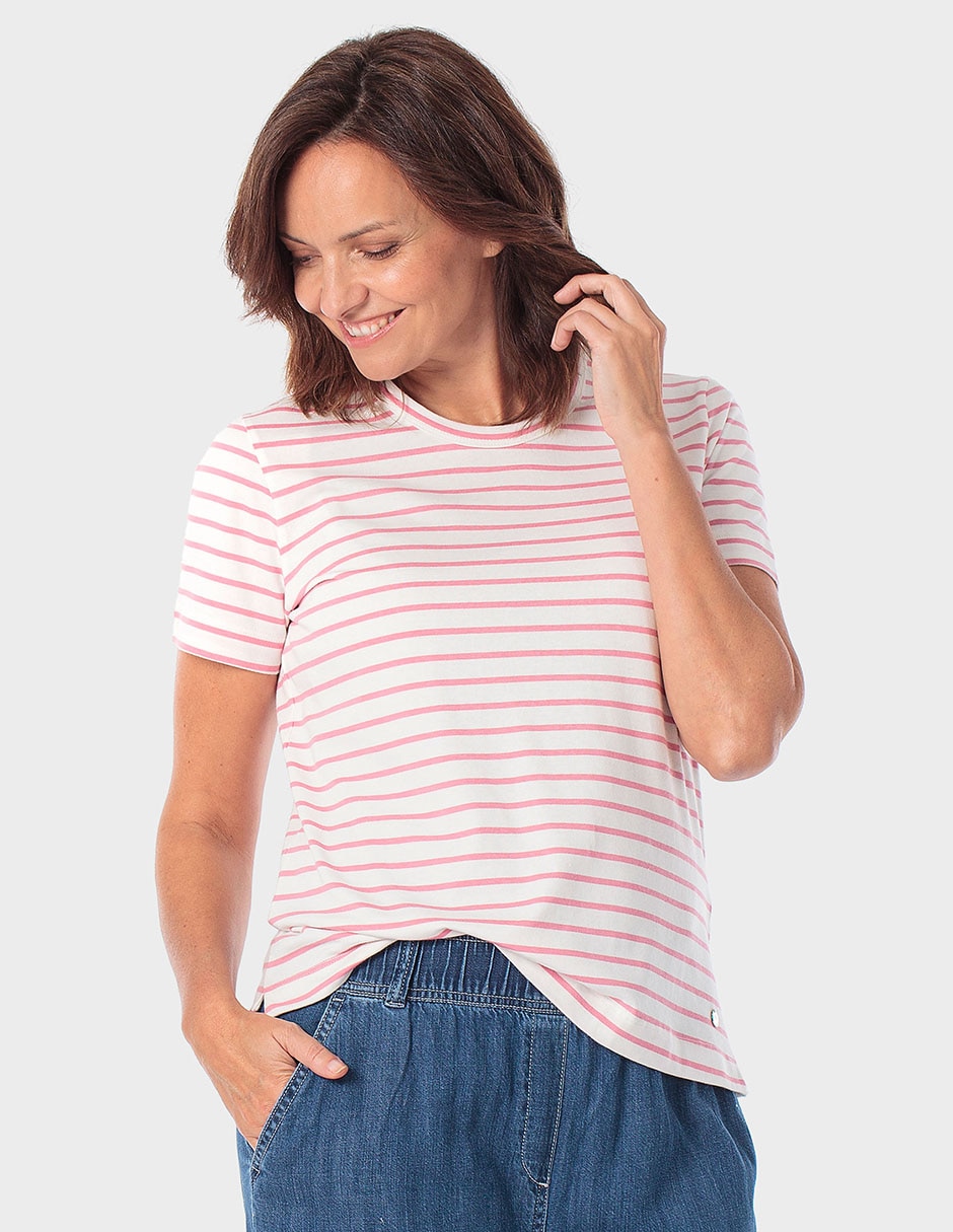 Playera manga corta cuello redondo para mujer