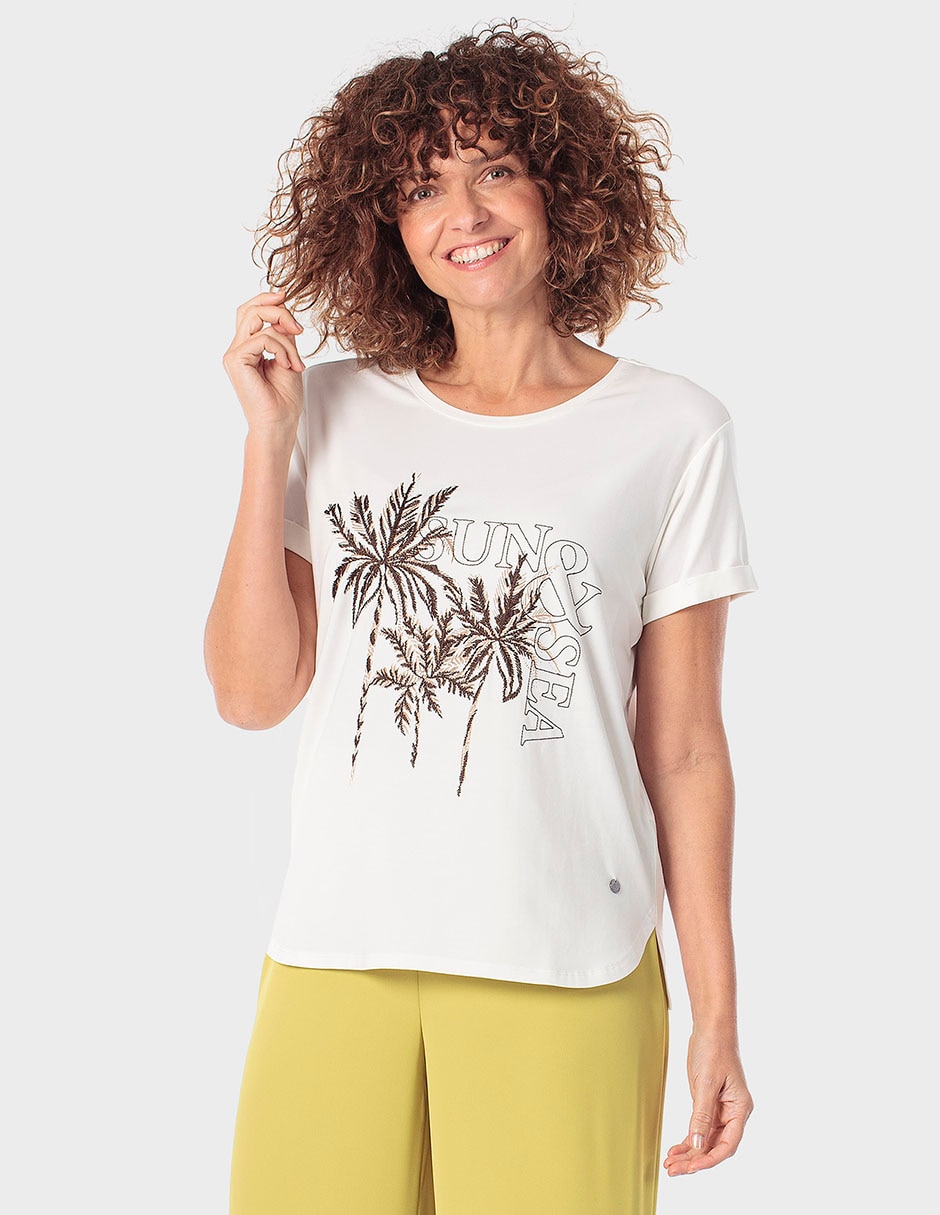 Playera manga corta cuello redondo para mujer