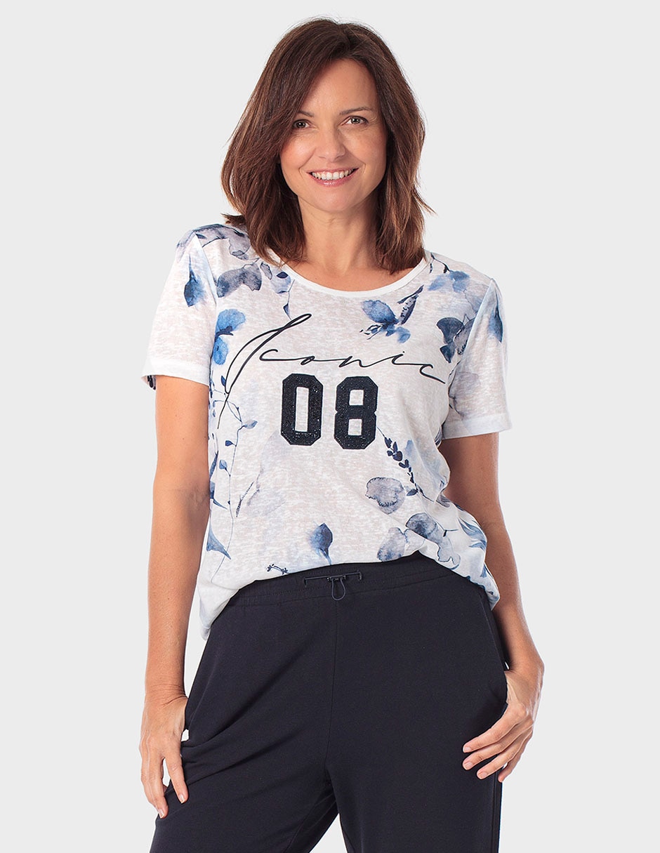 Playera manga corta cuello redondo para mujer