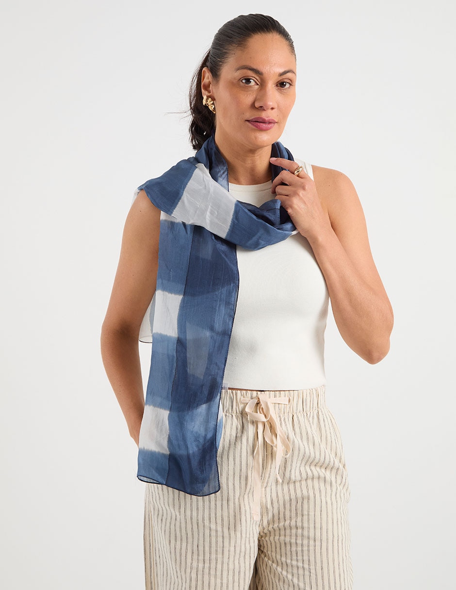 Pashmina con estampado a cuadros para mujer